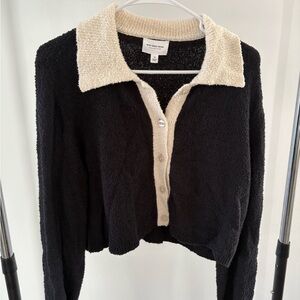Who What Wear Black and Cream Knit Cardigan